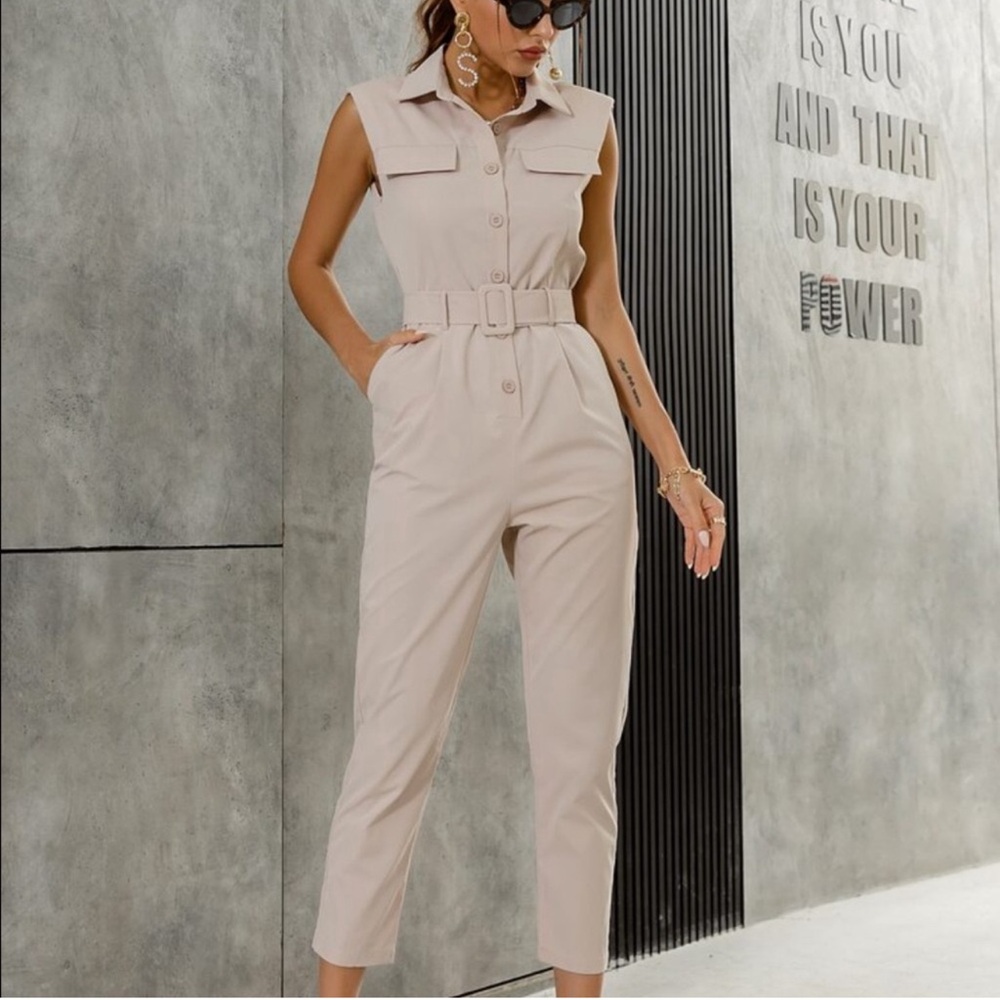 Khaki colored jumpsuit ￼